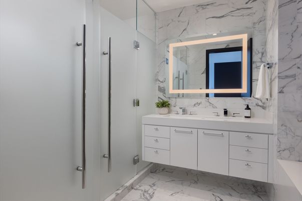 Bathroom, Dual Sink Vanities, Interior, Marble, Marble Walls
