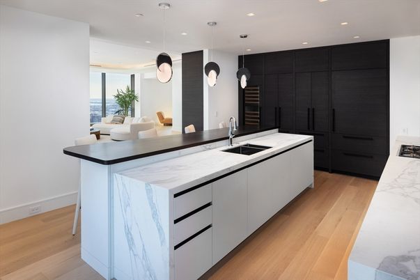 Interior, Kitchen, Pendant Lights, Recessed Lighting, Wood Texture Flooring