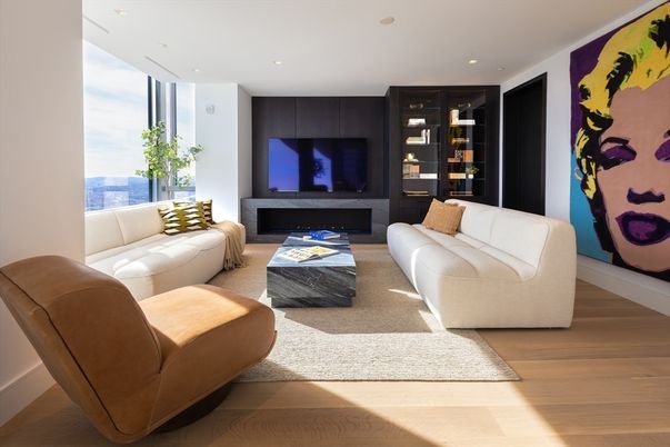 Interior, Living room, Recessed Lighting, Wood Texture Flooring