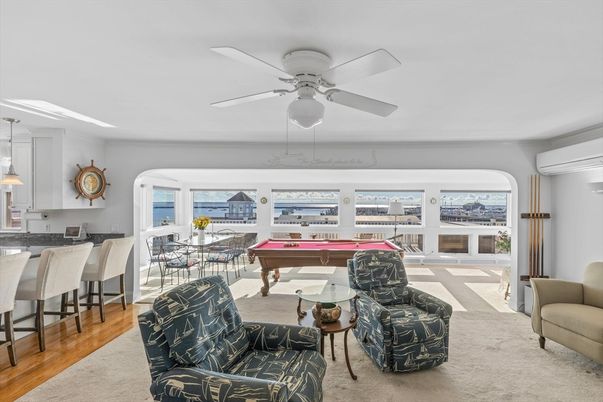 Billiard Table, Dining room, Game Room, Interior, Pendant Lights, Wood Texture Flooring