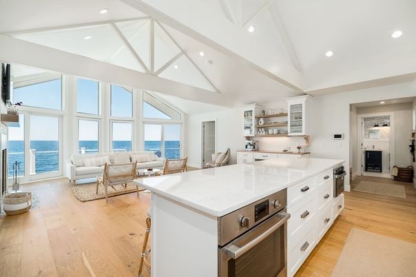 Interior, Kitchen, Living room, Recessed Lighting, Water, Wood Texture Flooring