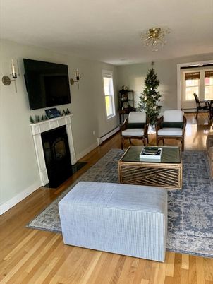 Dining room, Fireplace, Interior, Living room, Wood Texture Flooring