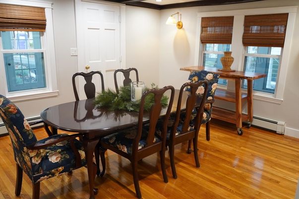 Dining room, Interior, Recessed Lighting, Wood Texture Flooring