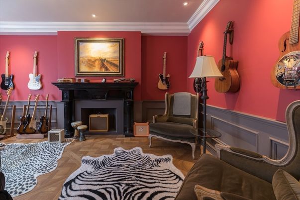 Fireplace, Interior, Recessed Lighting, Wood Texture Flooring