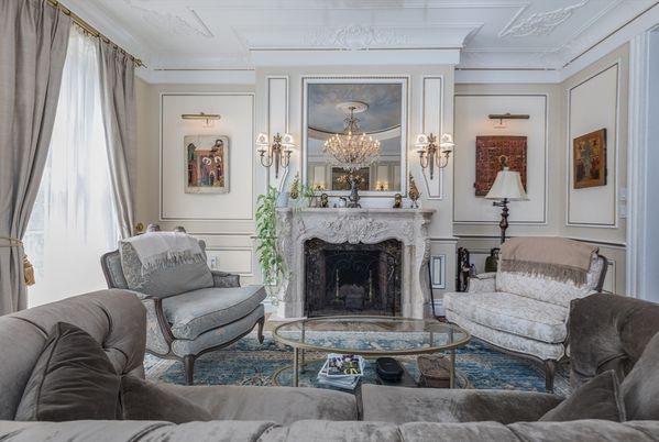 Chandelier, Fireplace, Interior, Living room
