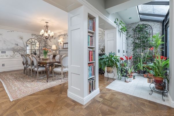 Chandelier, Dining room, Interior, Wood Texture Flooring