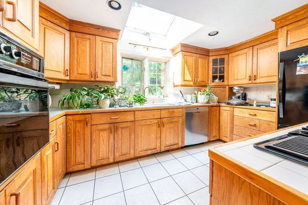 Interior, Kitchen, Recessed Lighting, Stainless Steel Appliances, Tile Countertops