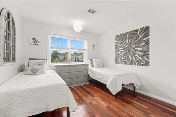 Bedroom, Chandelier, Interior, Wood Texture Flooring