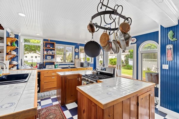 Interior, Kitchen, Recessed Lighting, Tile Countertops