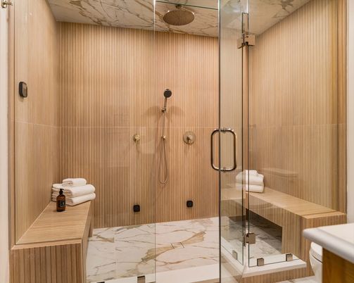 Bathroom, Glass Shower, Interior, Marble