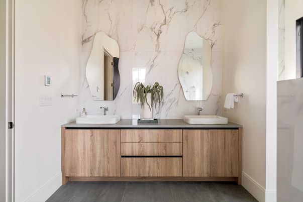 Bathroom, Dual Sink Vanities, Interior, Marble Walls