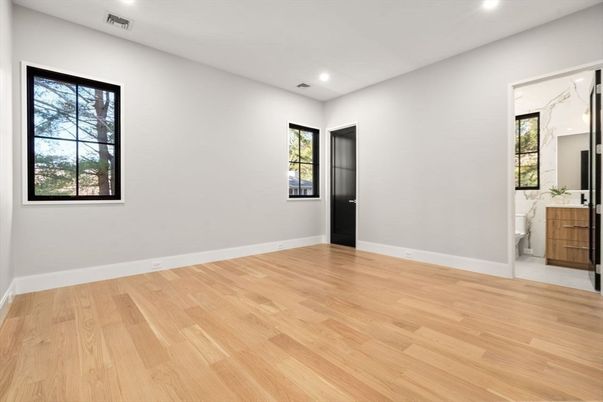 Bathroom, Empty room, Interior, Recessed Lighting, Wood Texture Flooring