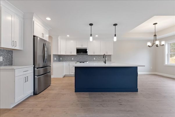 Chandelier, Interior, Kitchen, Pendant Lights, Recessed Lighting, Wood Texture Flooring