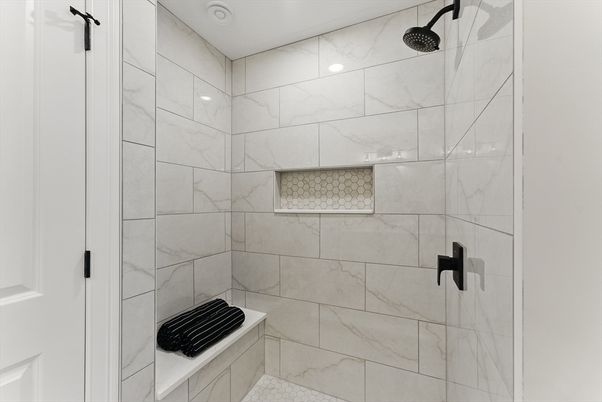 Bathroom, Glass Shower, Interior, Marble Walls
