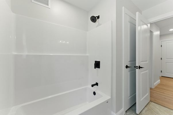 Bathroom, Interior, Recessed Lighting, Wood Texture Flooring