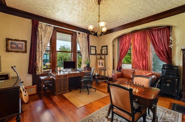 Chandelier, Home Office, Interior, Wood Texture Flooring