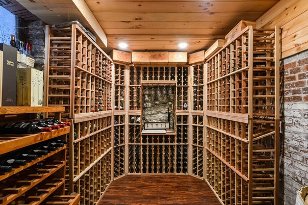 Interior, Recessed Lighting, Stone Walls, Wine Storage, Wooden Ceilings, Wood Texture Flooring
