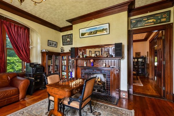 Fireplace, Home Office, Interior, Wood Texture Flooring