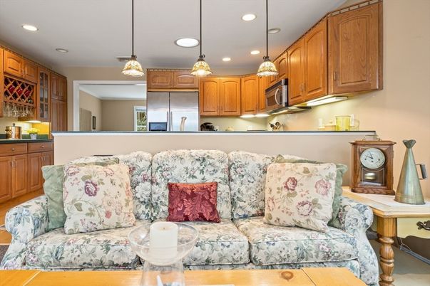 Interior, Kitchen, Living room, Pendant Lights, Recessed Lighting, Stainless Steel Appliances, Wood Texture Flooring