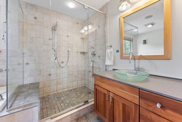Bathroom, Glass Shower, Interior, Recessed Lighting