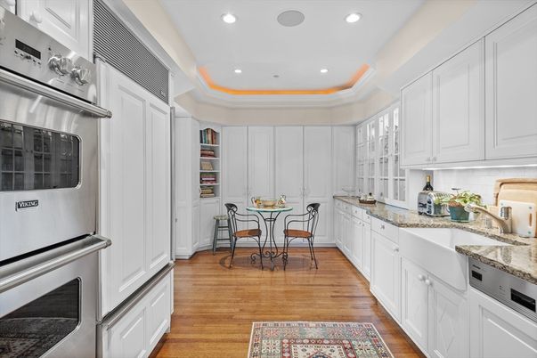 Dining room, Interior, Kitchen, Recessed Lighting, Stainless Steel Appliances, Wood Texture Flooring
