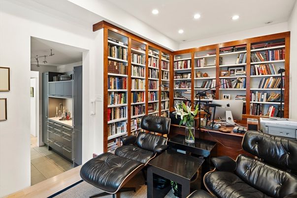 Home Office, Interior, Recessed Lighting, Wood Texture Flooring