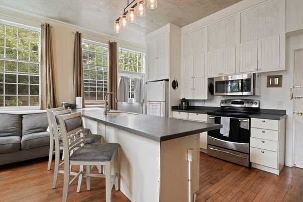 Interior, Kitchen, Stainless Steel Appliances, Wood Texture Flooring