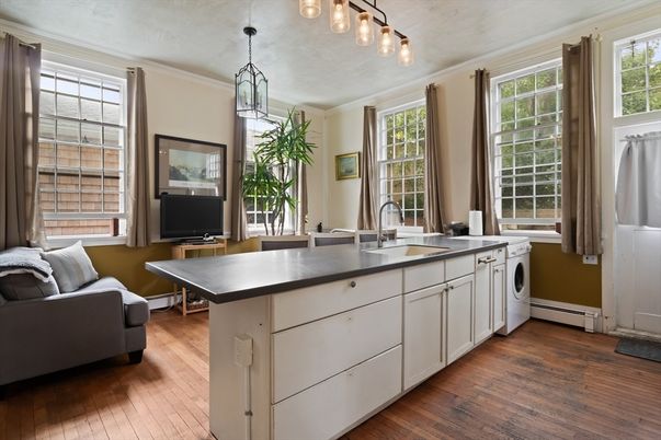 Interior, Kitchen, Pendant Lights, Wood Texture Flooring
