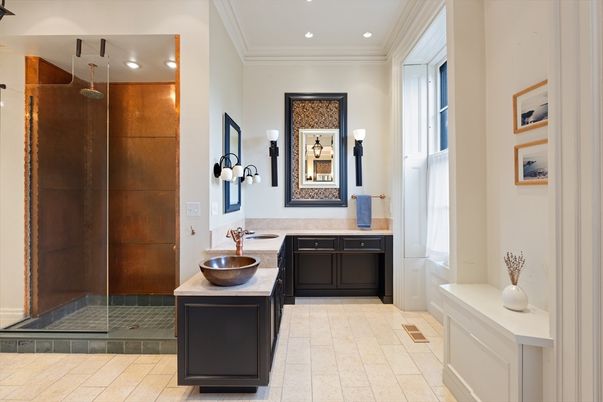Bathroom, Dual Sink Vanities, Glass Shower, Interior, Recessed Lighting