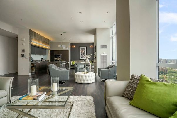 Dining room, Interior, Kitchen, Living room, Pendant Lights, Recessed Lighting, Wood Texture Flooring