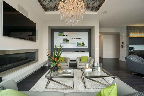 Chandelier, Fireplace, Interior, Living room, Wood Texture Flooring
