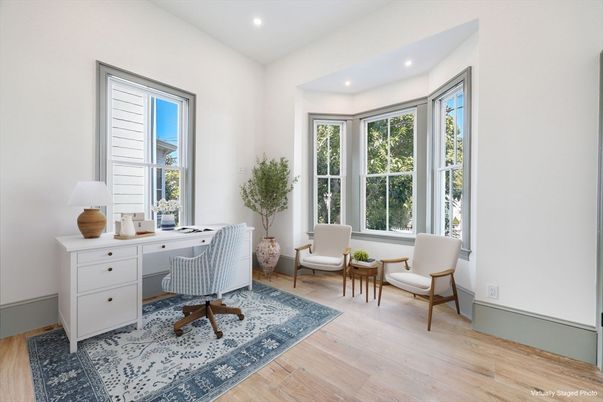 Home Office, Interior, Recessed Lighting, Wood Texture Flooring