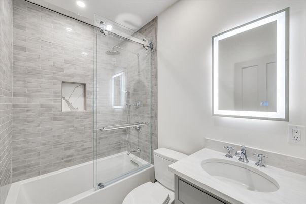 Bathroom, Glass Shower, Interior, Recessed Lighting