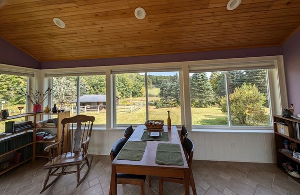 Dining room, Interior, Sun Room, Wooden Ceilings