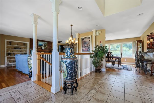 Chandelier, Dining room, Interior, Wood Texture Flooring