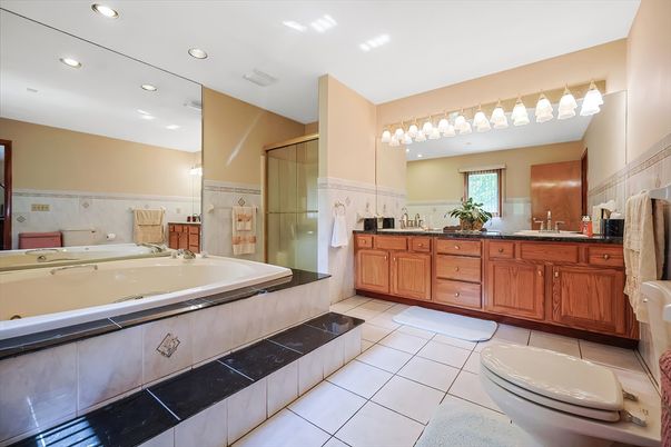 Bathroom, Dual Sink Vanities, Glass Shower, Interior, Recessed Lighting