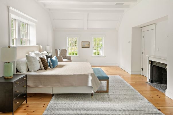 Bedroom, Fireplace, Interior, Wood Texture Flooring