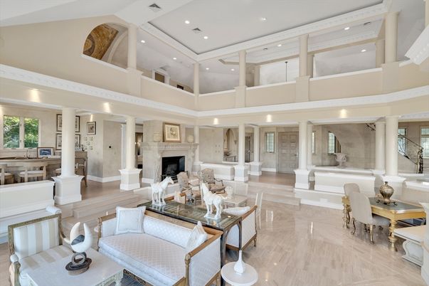 Dining room, Fireplace, Interior, Living room, Recessed Lighting