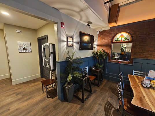 Interior, Recessed Lighting, Stone Walls, Wood Texture Flooring
