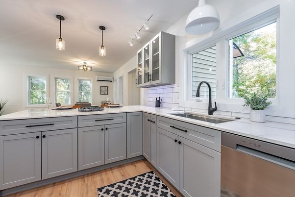 Interior, Kitchen, Pendant Lights, Wood Texture Flooring