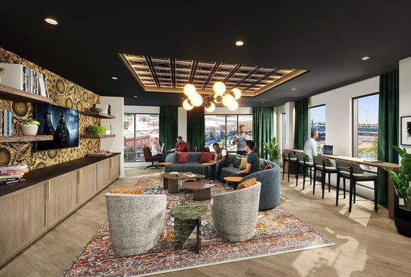 Dining room, Interior, Living room, Pendant Lights, Recessed Lighting, Wood Texture Flooring