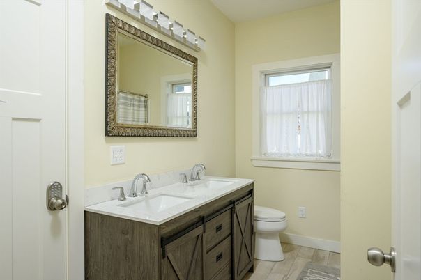 Bathroom, Dual Sink Vanities, Interior, Wood Texture Flooring