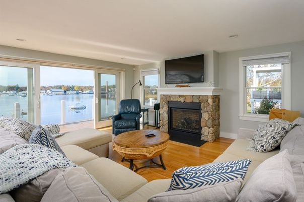 Fireplace, Interior, Living room, Water, Wood Texture Flooring