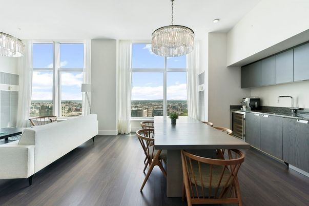 Chandelier, Dining room, Interior, Kitchen, Pendant Lights, Wood Texture Flooring