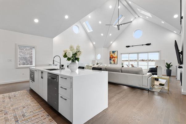 Interior, Kitchen, Living room, Recessed Lighting, Wood Texture Flooring