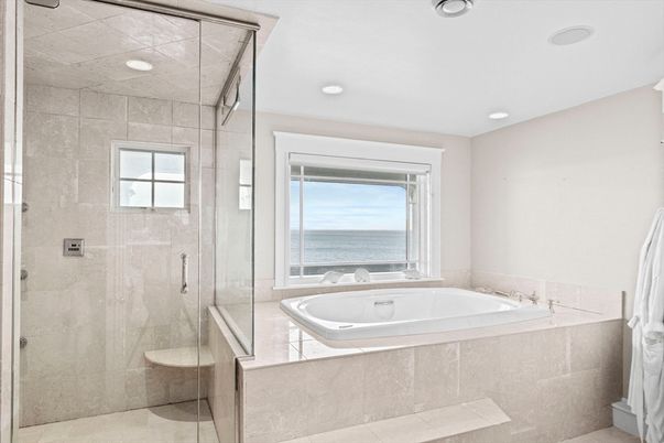 Bathroom, Glass Shower, Interior, Recessed Lighting, Water
