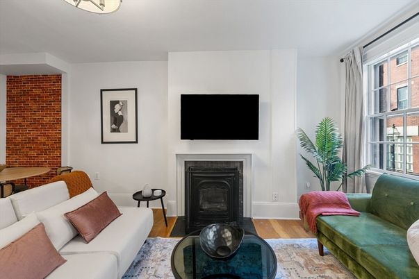 Fireplace, Interior, Living room, Stone Walls, Wood Texture Flooring