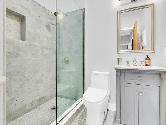 Bathroom, Glass Shower, Interior, Marble Walls, Stone Walls