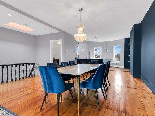 Chandelier, Dining room, Interior, Pendant Lights, Recessed Lighting, Wood Texture Flooring