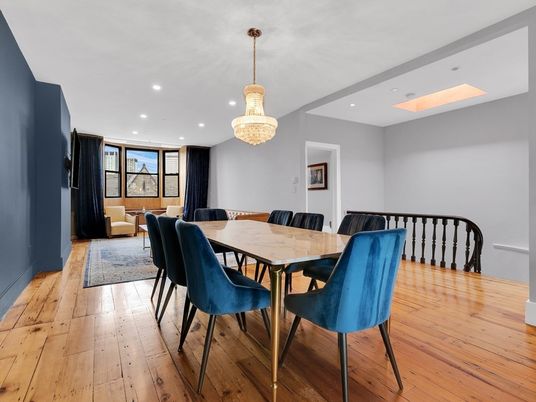 Chandelier, Dining room, Interior, Living room, Recessed Lighting, Wood Texture Flooring